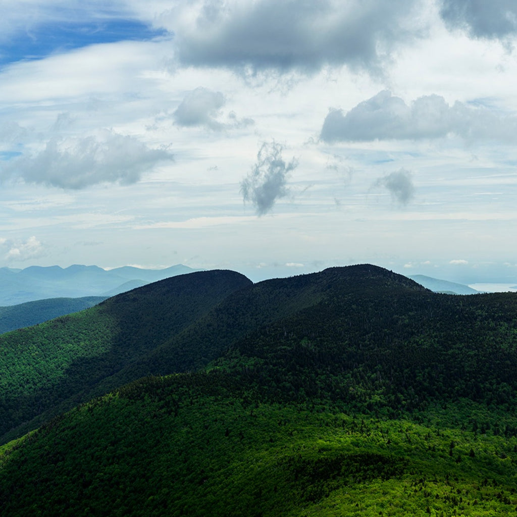 two Catskills mountain summits in a cloud's shadow